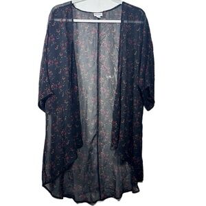 LuLaRoe Sheer‎ black floral Sarah Kimono Cardigan adult Small